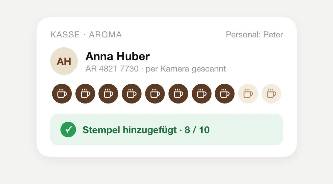Kasse mit hinzugefügtem Stempel