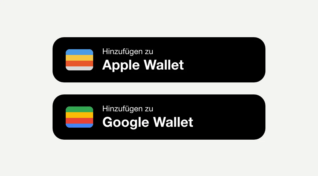 Schaltflächen Zu Apple Wallet hinzufügen und Zu Google Wallet hinzufügen